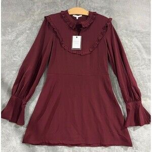 Endless Rose Revolve Mini Dress Ruffle Trim Flare Cuff Cottagecore Preppy Size L